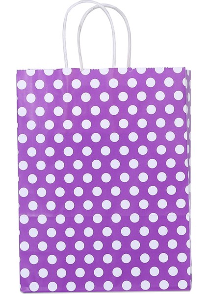 32*41*12 Mor Puantiyeli Saplı Kağıt Çanta 24 Adet fiyatları