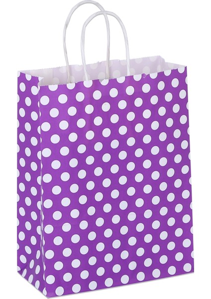 32*41*12 Mor Puantiyeli Saplı Kağıt Çanta 24 Adet modelleri