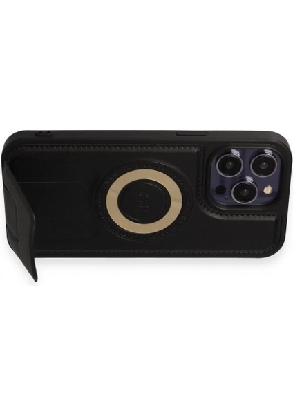 iPhone 14 Pro Kılıf Merkür Magneticsafe Standlı Kapak - Siyah modelleri