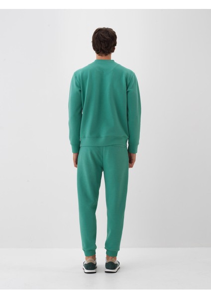 Erkek Yeşil Pamuk Dokulu Regular Fit Sweatshirt