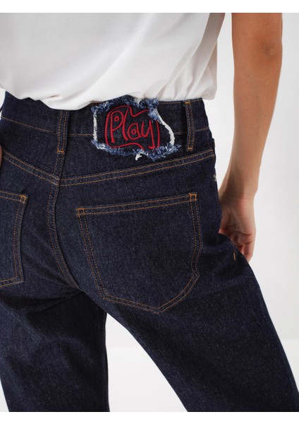 Kadın Lacivert Pamuk Dokulu Oversize Pantolon indirimleri