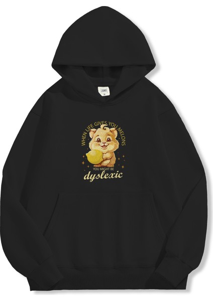 Unisex Sweatshirt Oversize Hoodie Dyslexic Melons fırsatları