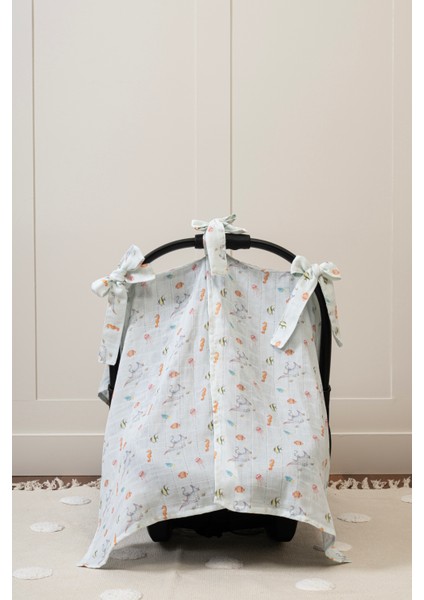 %100 Pamuk Muslin Puset Örtüsü – Atlantis Koleksiyonu 110X70 cm Fiyonklu