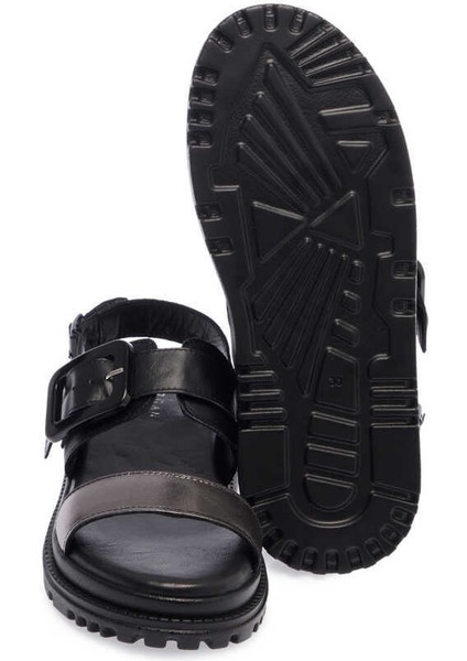 Siyah Hakiki Deri Kadın Sandalet - K24Y1SN67141-A23