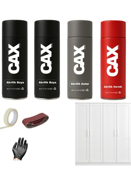 Demir&ahşap&plastik Dolap Boyası Özel Yapım Akrilik Sprey Boya Seti 400 ml