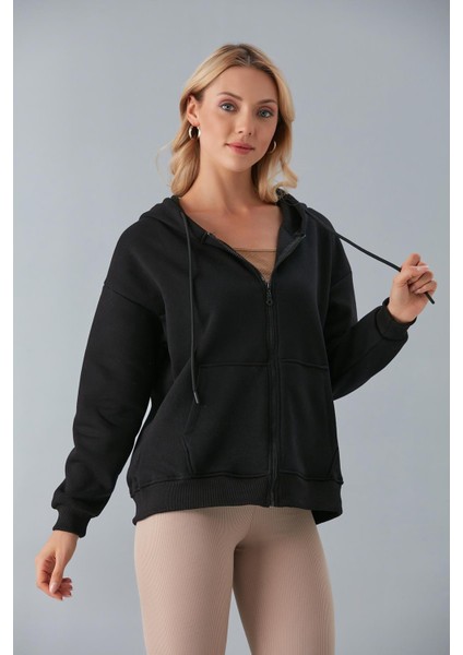 SOR10282 - Üç Iplik Kanguru Cepli Oversize Sweatshirt Haki