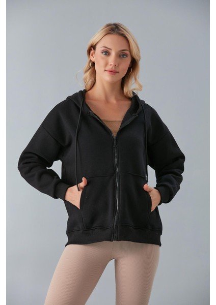 SOR10282 - Üç Iplik Kanguru Cepli Oversize Sweatshirt Haki fiyatları