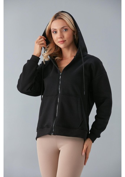 SOR10282 - Üç Iplik Kanguru Cepli Oversize Sweatshirt Haki fırsatları