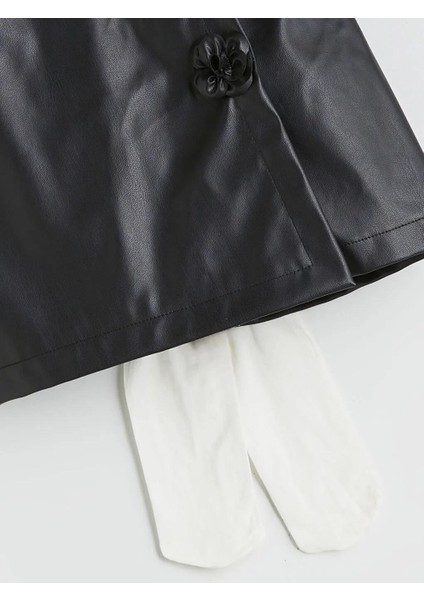 Deri Görünümlü Kız Çocuk Şort Etek ve Külotlu Çorap (W5) fiyatları