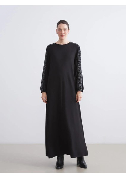 Büyük Beden Bisiklet Yaka Desenli Elbise (W5)