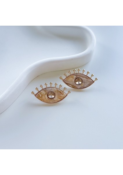 Mermer Desenli Kirpikli Göz Küpe modelleri