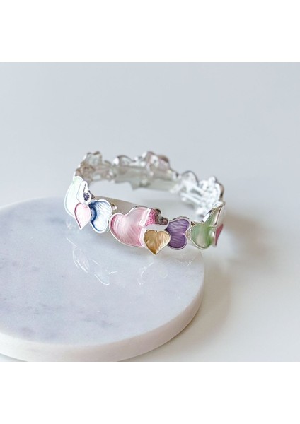 Metal Renkli Mineli Lastik Bileklim