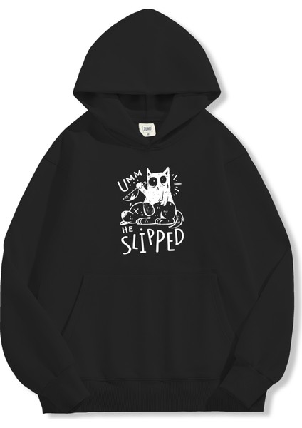 Unisex Sweatshirt Oversize Hoodie Umm He Slipped fırsatları