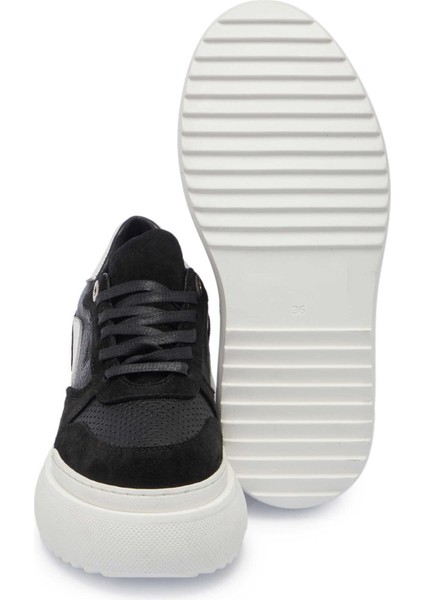 Siyah Hakiki Deri Kadın Sneaker - K24I1AY67134-A23