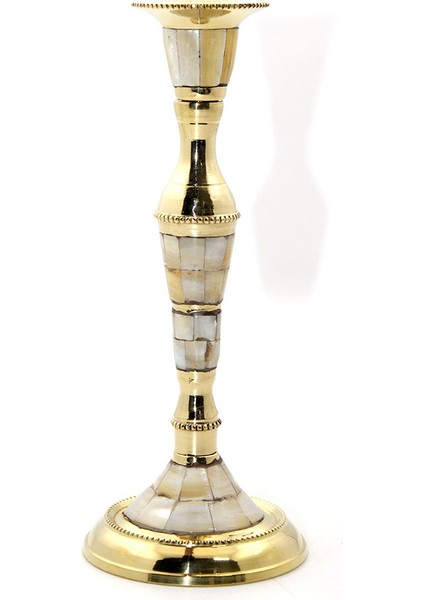 Tekli Pirinç Sedefli Şamdan Model 1