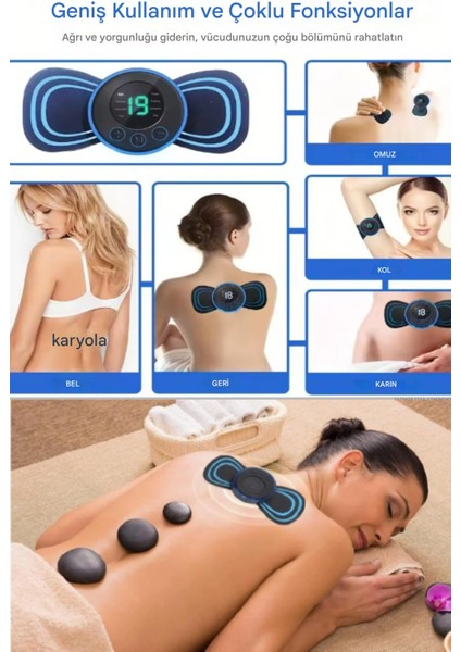 Ems Boyun Omuz Kol Sırt Elektrikli Masaj Bantı Kas Stimülatörü 8 Modlu Mini Şarjlı Kelebek LCD Ekran fiyatları