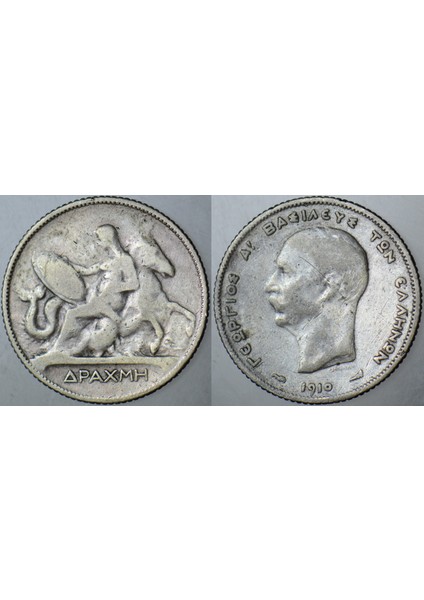 Yunanistan 1 Drahmi 1910 Gümüş. 4,85 Gr.