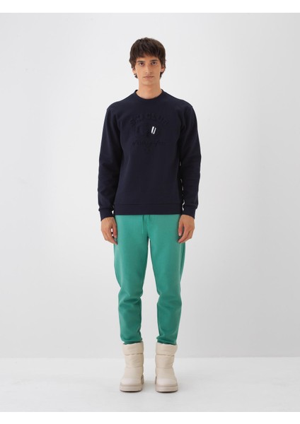 Erkek Lacivert Pamuk Dokulu Regular Fit Sweatshirt