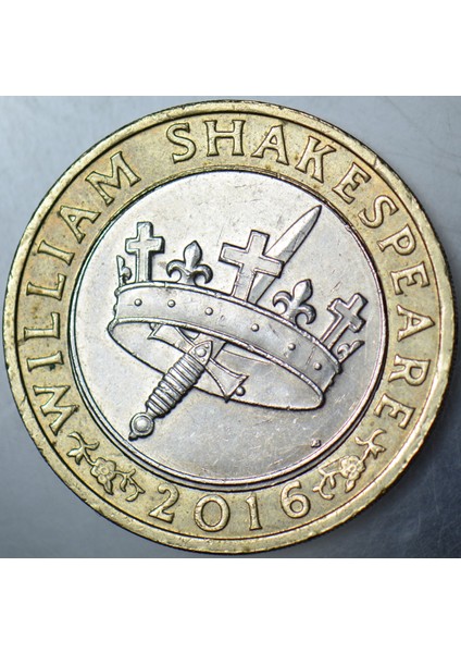 Birleşik Krallık 2 Pound 2016 Hatıra-Shakespeare'in Ölümünün 400. Yılı. Iı. Elizabeth. Ingiltere indirimleri