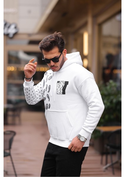 Kol Baskılı Kapüşonlu Sweatshirt modelleri