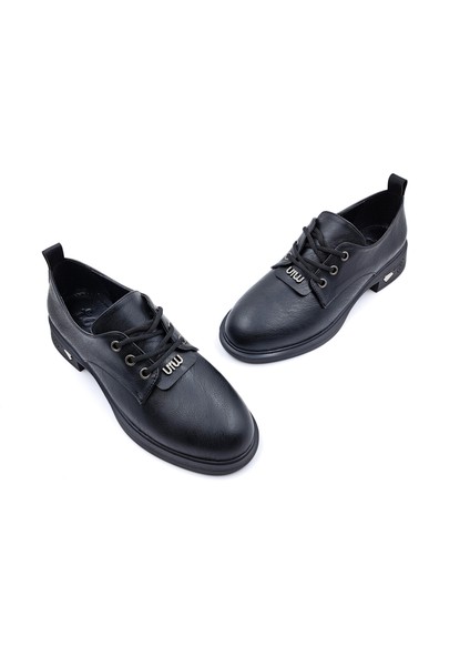T6095 Bağcıklı Oxford Tarz Günlük Siyah Kadın Ayakkabı indirimleri