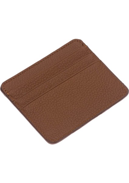 Unisex Süper Slim Para Bölmeli Hakiki Deri Ince Kartlık Cüzdan 6 Bölmeli - Taba fırsatları