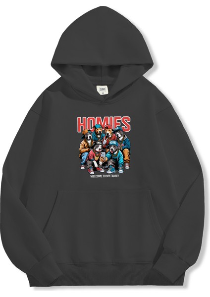 Unisex Sweatshirt Oversize Hoodie Homies Family fırsatları