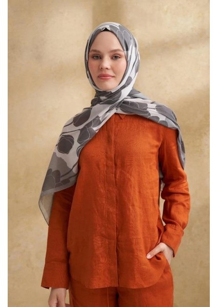 Lale Desen Şal 3380-GRI Ekru