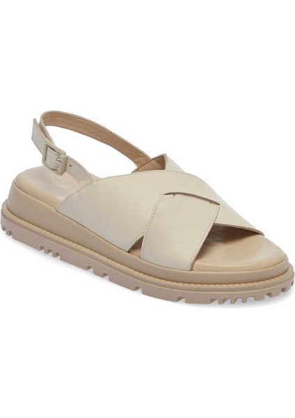 Bej Hakiki Deri Kadın Sandalet - K24Y1SN67140-A25
