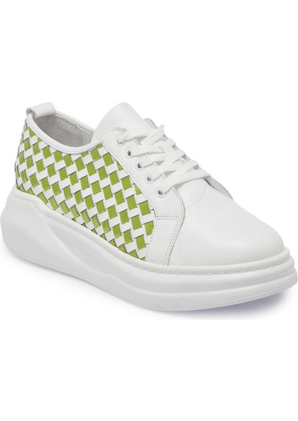 Beyaz Hakiki Deri Kadın Sneaker - K24I1AY67137-M03