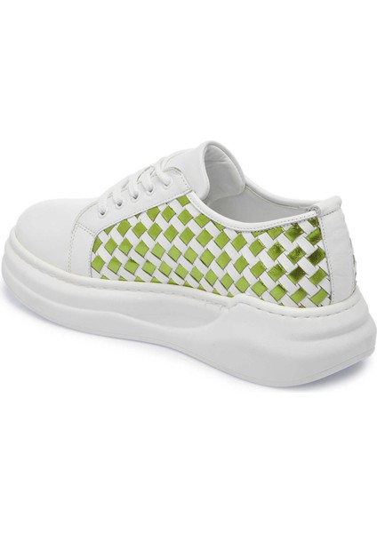 Beyaz Hakiki Deri Kadın Sneaker - K24I1AY67137-M03