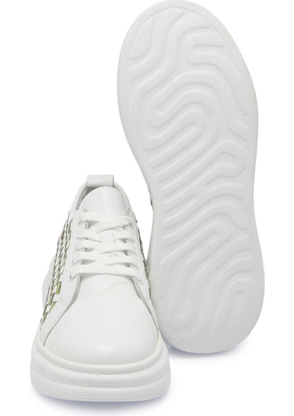 Beyaz Hakiki Deri Kadın Sneaker - K24I1AY67137-M03