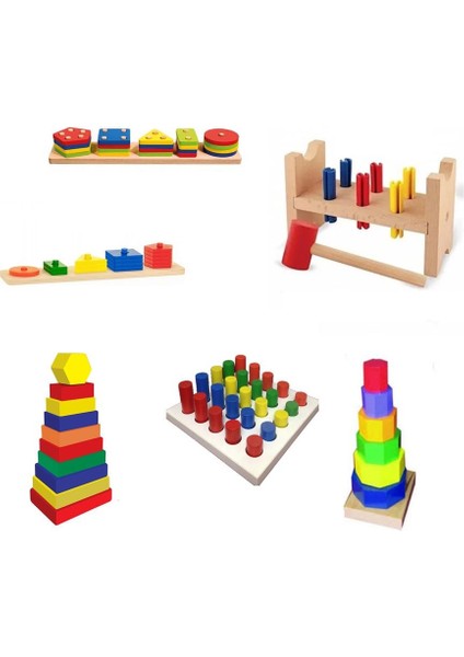Ahşap Oyuncak 6’lı Montessori Eğitici Kavram Seti Anaokulu Özel Eğitim Materyalleri