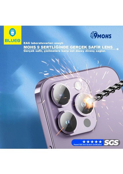 Sapphire iPhone 17 Pro Uyumlu 9 Mohs %99.99 Orijinal Safir Blue Titanium Kamera Lens Koruyucu indirimleri