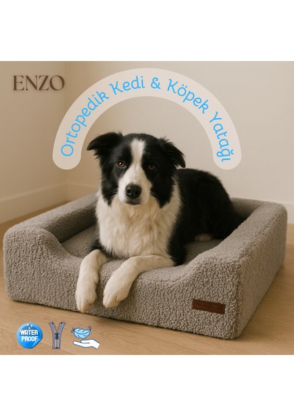 Enzo, Ortopedik Süngerli, Çıkarılabilir Kılıflı, Su Geçirmez Alezli, Tasarım Kedi ve Köpek Yatağı fiyatları
