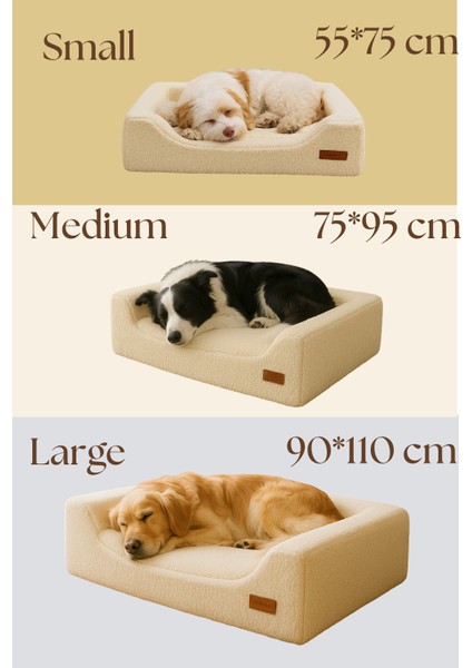 Enzo, Ortopedik Süngerli, Çıkarılabilir Kılıflı, Su Geçirmez Alezli, Tasarım Kedi ve Köpek Yatağı