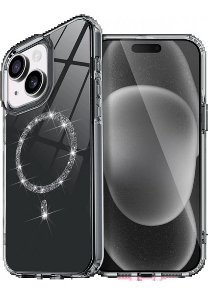 Apple iPhone 15 Plus Live Diamond Magsafe Kapak - Siyah