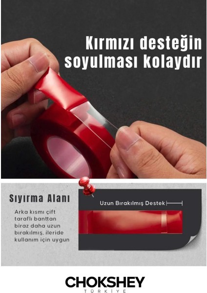 Vhb Silikon Çift Taraflı Şeffaf Bant 50 Kg. Ekstra Güçlü Iç Dış Mekan Uyumlu 10CMX2MT - 1 Adet fırsatları