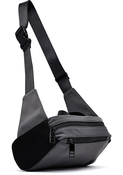 Erkek Gri Kumaş Mini Bel Çantası 25SBD30106F