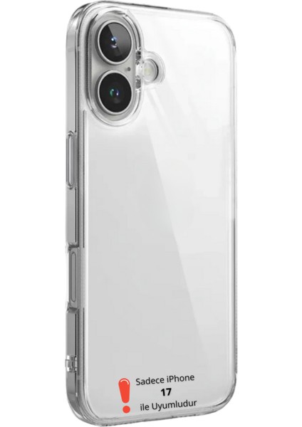 (Lüx Şeffaf) iPhone 17 Uyumlu Lüx Serisi Yumuşak Esnek Şeffaf Silikon Kılıf