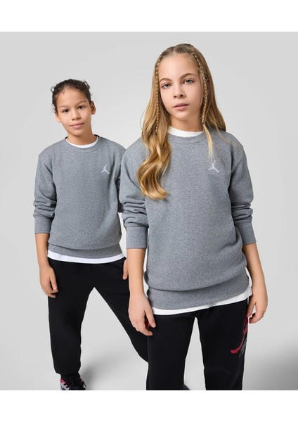 Nıke Jordan Brooklyn Fleece Gri Çift Iplik Çocuk Sweatshırt 95D389