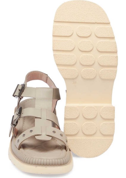 Bej Hakiki Deri Kadın Sandalet - K24Y1SN67156-S5Y