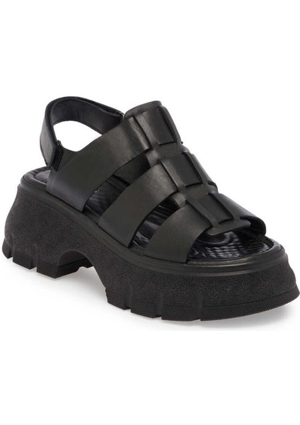 Siyah Hakiki Deri Kadın Sandalet - K24Y1SN67154-A23 indirimleri
