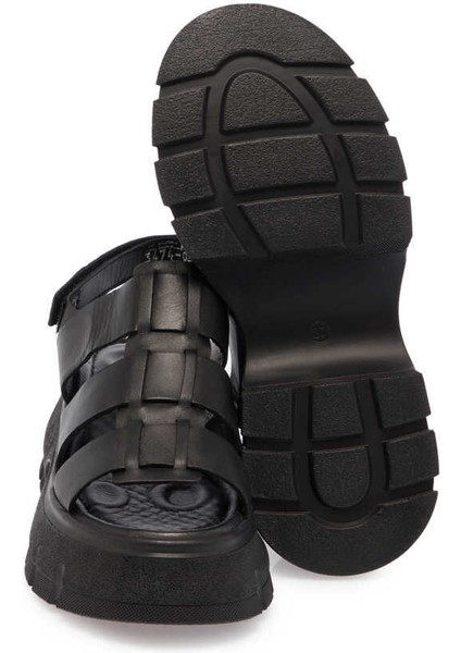 Siyah Hakiki Deri Kadın Sandalet - K24Y1SN67154-A23