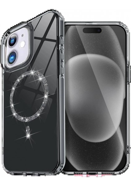 Apple iPhone 11 Live Diamond Magsafe Kapak - Siyah
