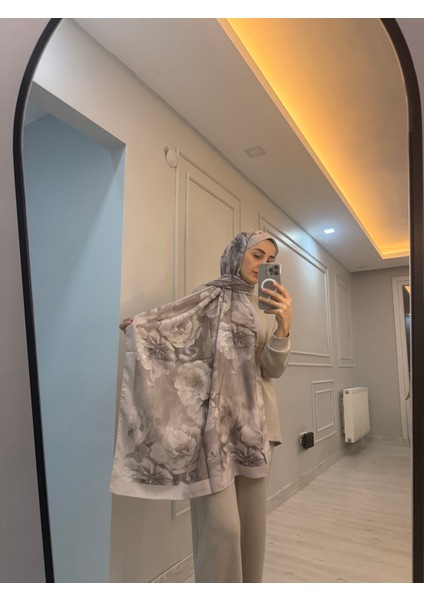 Gri Çiçekli Şal, Soft Şal,