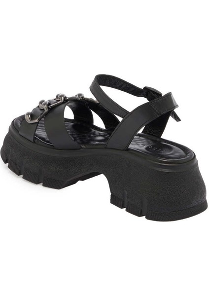 Siyah Hakiki Deri Kadın Sandalet - K24Y1SN67155-A23