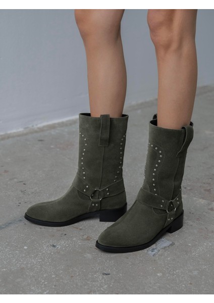 Vocal Haki Süet Troklu Hakiki Deri Kadın Bot modelleri