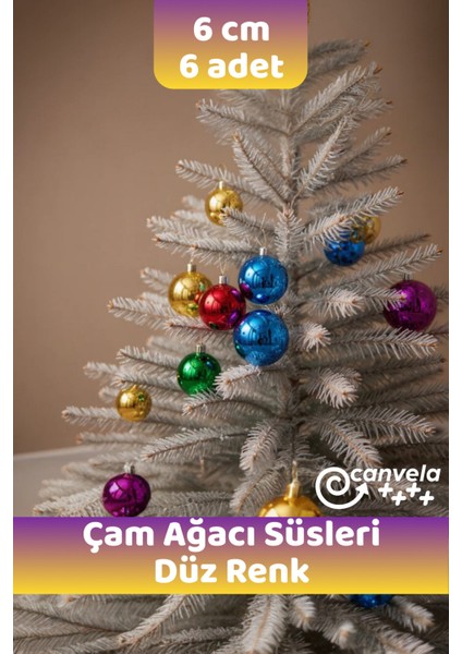 Yılbaşı Çam Ağacı Süsleri Toplar 6 cm 6'lı Set Yeni Yıl Süslemesi Noel Hediyesi Lüks Toplar
