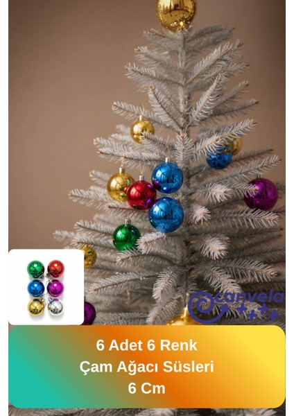 Yılbaşı Çam Ağacı Süsleri Toplar 6 cm 6'lı Set Yeni Yıl Süslemesi Noel Hediyesi Lüks Toplar fiyatları